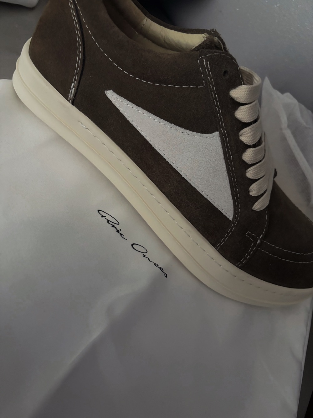 Rick Owen Brown Suede Vintage Sneakers